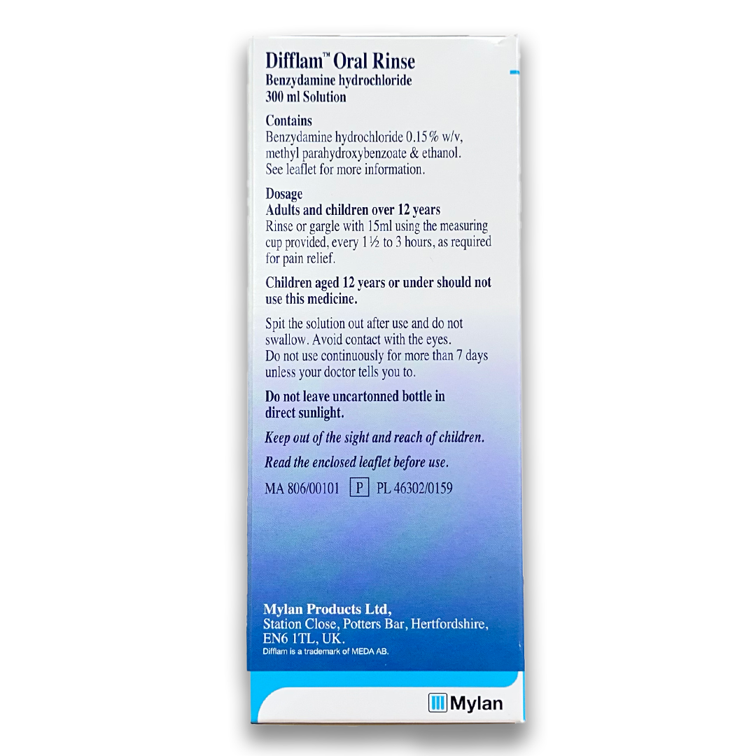 Difflam Oral Rinse 0.15% Solution.