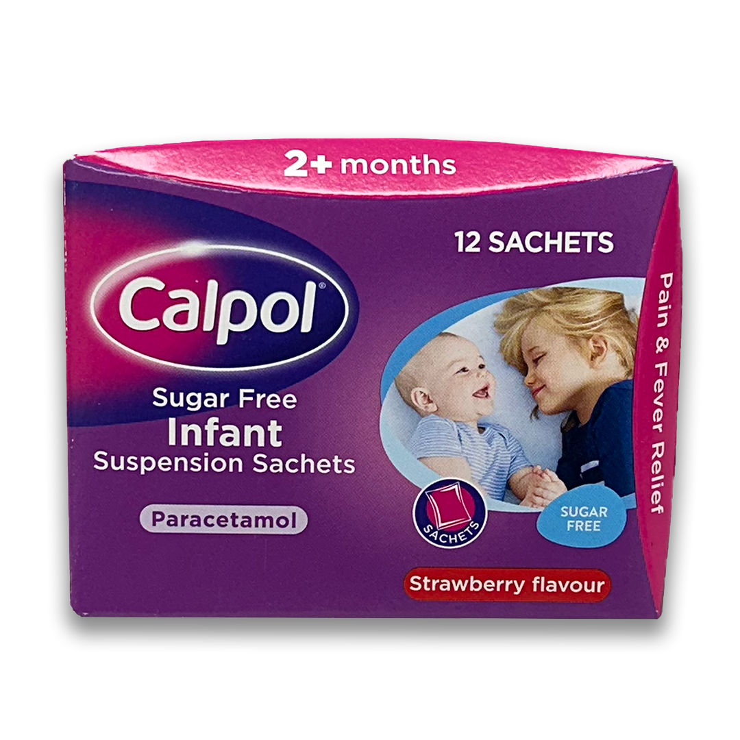 Calpol Infant Sugar Free Suspension Strawberry Flavour.