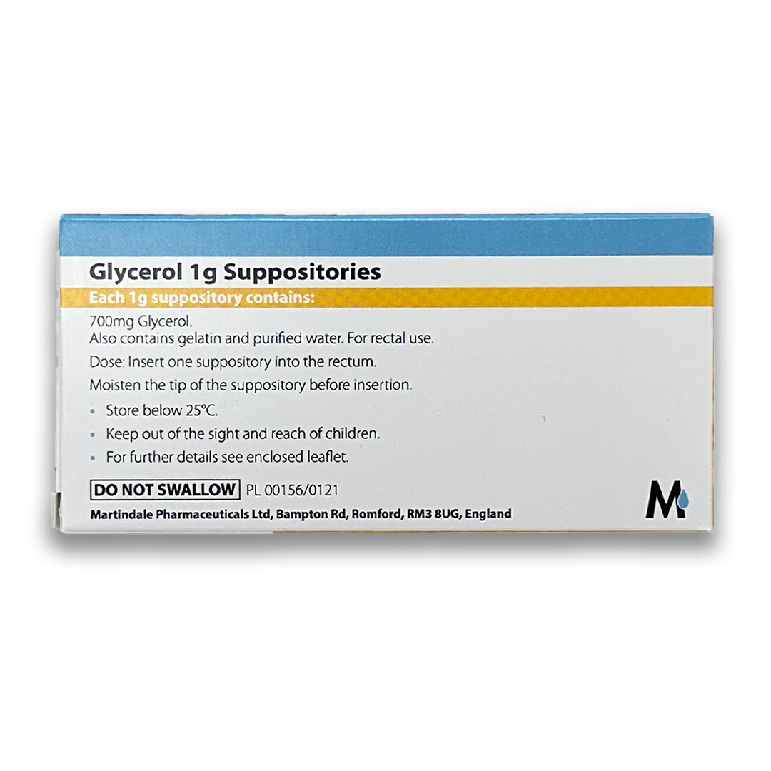 Glycerol 1g For Constipation Infant Size – 12 Suppositories (Brand May Vary).
