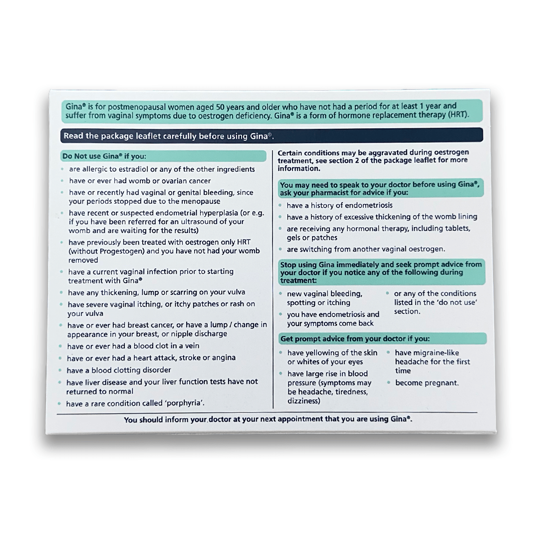 Gina 10 Micrograms Vaginal Tablets - Rightangled
