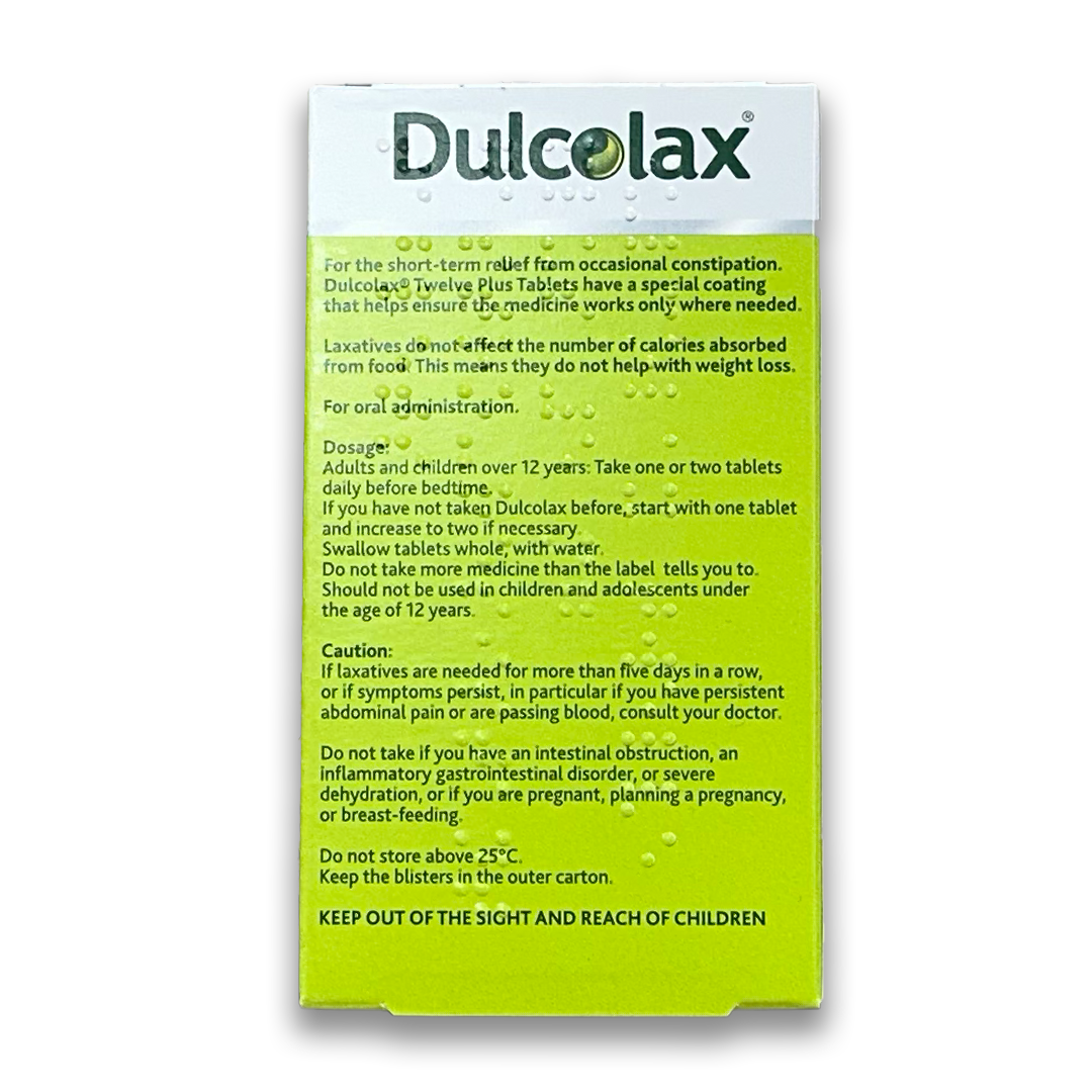 Dulcolax Twelve Plus 5mg G/R 100 Tablets