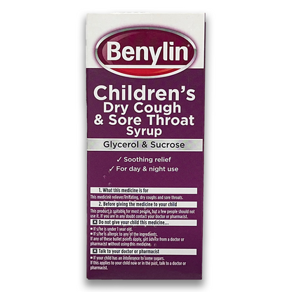 Sirop contre la toux sèche et les maux de gorge pour enfants Benylin