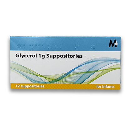 Glycérol 1 g pour la constipation, taille nourrisson – 12 suppositoires (la marque peut varier)