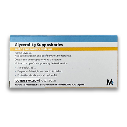 Glycérol 1 g pour la constipation, taille nourrisson – 12 suppositoires (la marque peut varier)