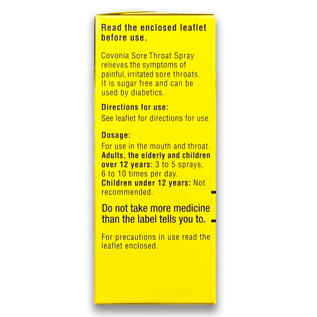 Covonia Sore Throat 0.2%/0.05% Oromucosal Menthol Spray - Rightangled