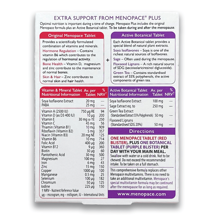 Menopace Plus Botanicals - Natural Menopause Relief Tablets – Rightangled